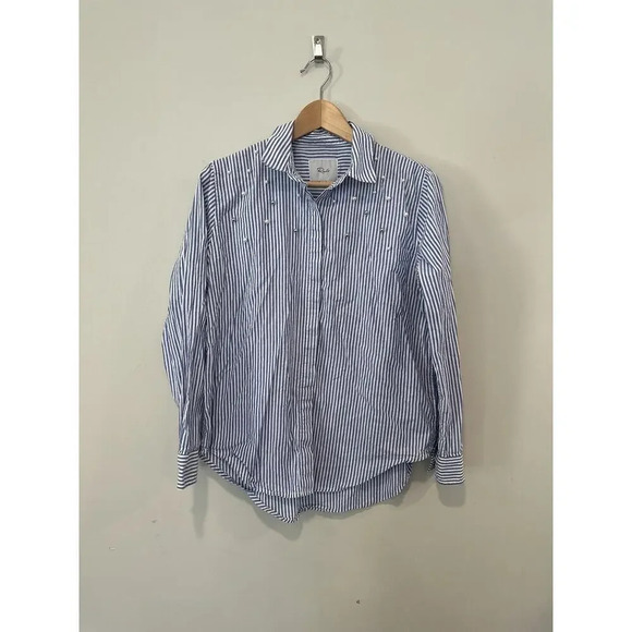 Anthropologie Rails Banker Strips with Pearls Button Down Size Small 1075 - Picture 2 of 13